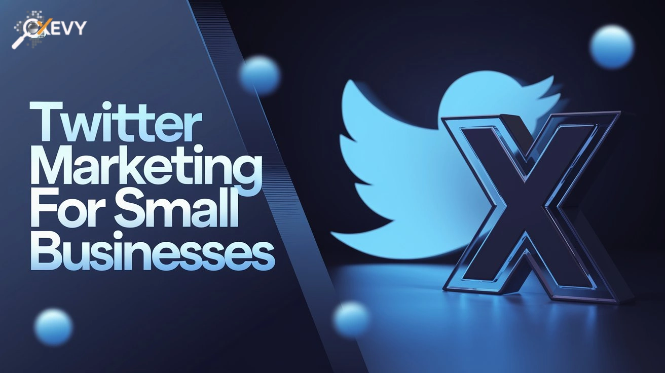 Twitter Marketing for Small Businesses - 3D X Logo with Twitter Bird Icon and Bold Text on a Dark Background